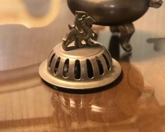 Asian Brass incense Burner Dragon 7"