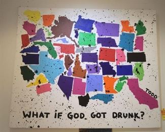 What if God by Got Drunk by famous Todd Goldman Original painting  72 x 60"