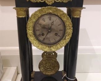 Portico Black Lacquer antique clock