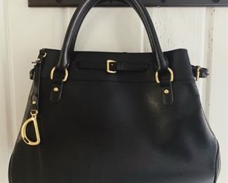 Make an offer: was $50. Ralph Lauren structured black leather handbag. Used not abused. 11H and 15W x 6D base.