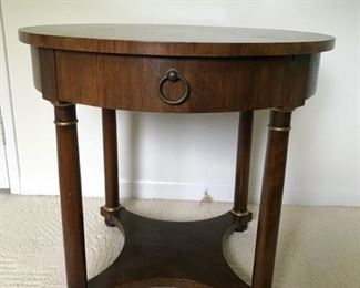 Make an offer: was $125. John Widdicomb Neoclassical side table. Top is showing wear, see photos. 24H x 26Dia