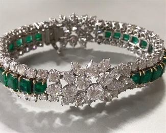 Harry Winston Diamond & Emerald Bracelet