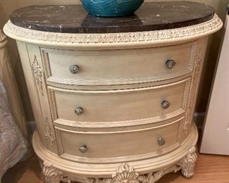 French Country style night stand marble top Pulaski furniture