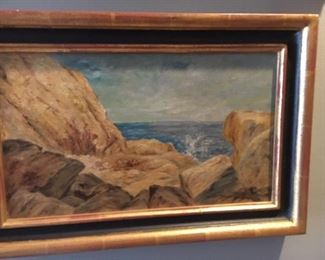 Albert Insley coastal landscape oil on canvas 9.5" x 16"
$1,250.