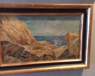 Albert Insley coastal landscape oil on canvas 9.5" x 16"          
                          $1,250. 