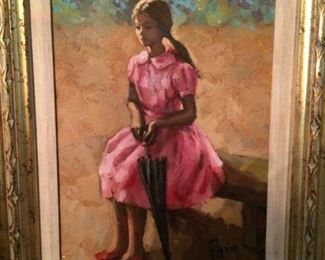 Frederic Florian Oil on Canvas Portrait of Girl Sitting $1250.