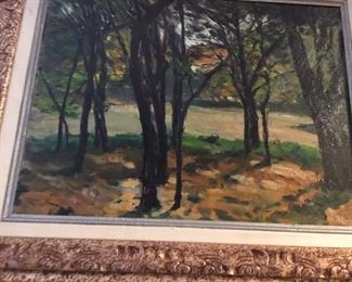 Forest landscape illegibly signed oil on board
12" x 16" $350.