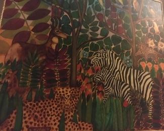 Oil on board Jungle scene by Ken Nielsen 31.5'x27.5" $3,000.
