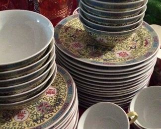 Vintage Japanese Yellow Imari Plates -Bowls - cups all 36 pcs $150.