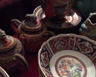 Occupied Japan Satsuma Tea Set Dragon embellished 12pc $125.
