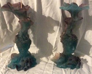 Daum Art Glass BACCHUS Pate De Verre
Pair Candle Holders 9" Tall $650.