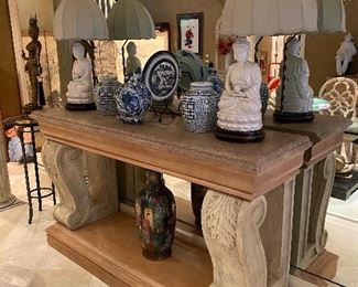 Large Scale Henredon Stone Top Console