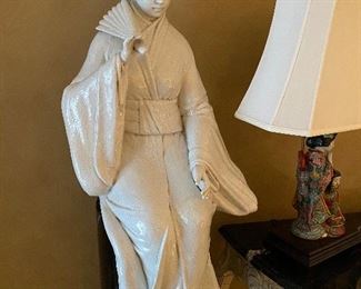 Large Scale Ceramic Figures on Faux Marble Pedestals