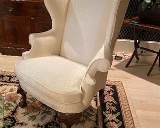 Pair of Heritage Upholstered Arm Chairs with Ball & Claw Feet