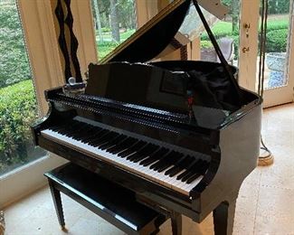 Black Lacquered Baby Grand Piano by Chickering & Sons Model 410