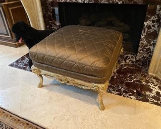Gold Leaf Upholstered Ottoman