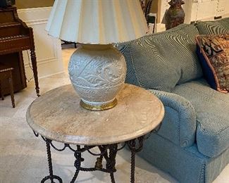 Iron Rope Table w Stone Top