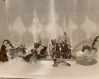 Silver Overlay Glass Figures