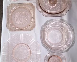 Assorted Pink Depression Glass
