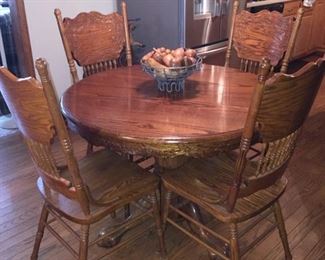 Oak Ball and Claw Foot Table with Extra Leaf and 4 Chairs