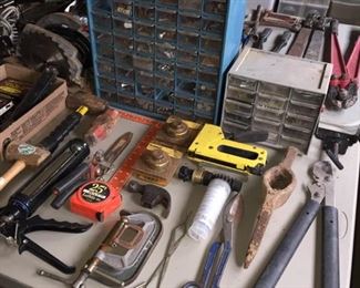 Assorted Tools and Bolt Bins