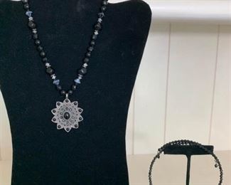 Black Beaded Necklace and Black Beaded Choker Necklace