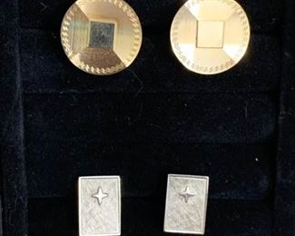 Gold Cuff Links, Silver Cuff Links with Matching Tie Clip