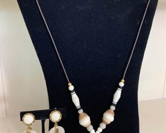 Matching Beaded Necklace and Earring Set