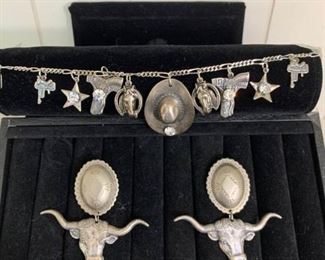 WesternThemed Bracelet and ClipOn Earrings