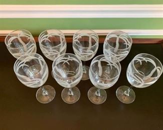 Wine Glass Set of 8 Palm Tree Pattern