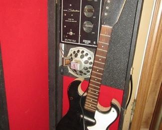 How cool is this? Silvertone guitar with case that has speaker and amp built in.