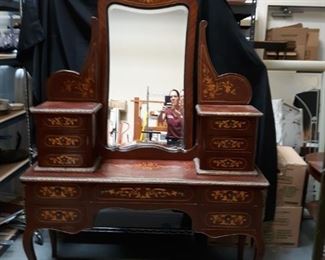Antique writing desk with intricate inlay