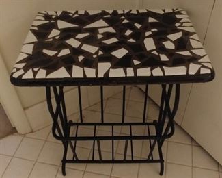 Black & White Mosaic Table with Magazine Holder Asking $99.00