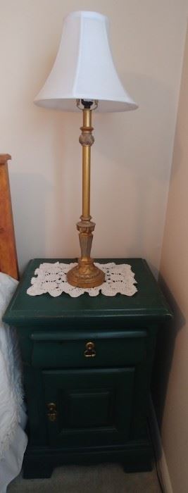 Painted Green Nightstand 20" by 30" by 16" Asking $69.00 (2) Lamps Asking $59.00 for the pair