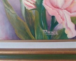 Oil on Canvas Iris Picture, Signed T. Farmer 19" by 31" Asking $129.00