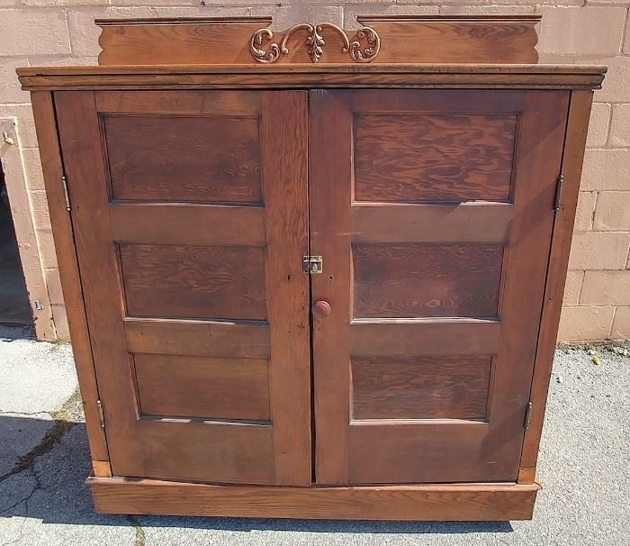 Antique Pine Cabinet 54" by 54" Plus 6" for Decorative Back Board Asking $295.00