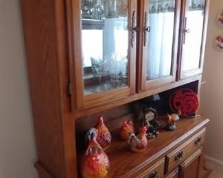Oak China Hutch 51.5" by 77.5" by 17.5" Asking $425.00