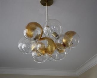 Jean Pelle “Bubble Chandelier” w/ gold leaf finish ceiling fixture