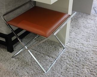 2 Frag Italy leather & chrome X stools