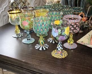 MacKenzie Childs “Circus” collection - glass plates, stemware, vases, bowls…