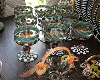 MacKenzie Childs “Circus” collection - glass plates, stemware, vases, bowls…