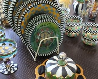 MacKenzie Childs “Circus” collection - glass plates, stemware, vases, bowls…