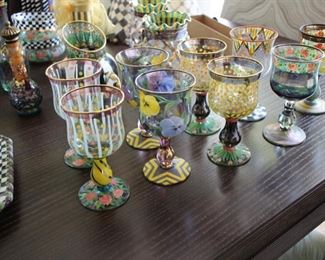 MacKenzie Childs “Circus” collection - glass plates, stemware, vases, bowls…