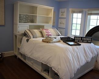 White Queen bed with storage