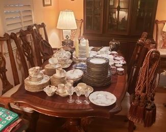 lovely dining room with China, crystal and glass