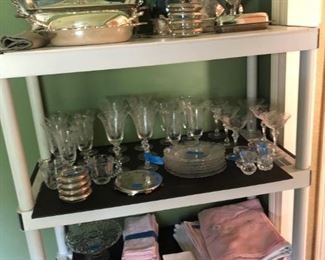 Miscl. silver, crystal, linens