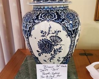 16" Tall vase or use as lamp had been predrilled. Delft Vase
