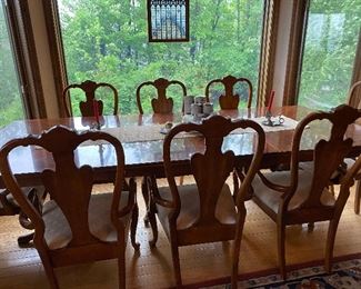 Dining room table with 10 chairs