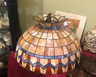 Antique leaded glass hanging shade