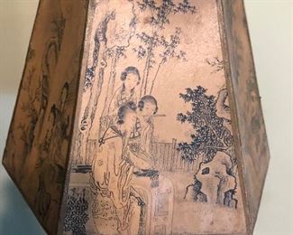 Iron Geisha girl lamp with antique Chinese shade